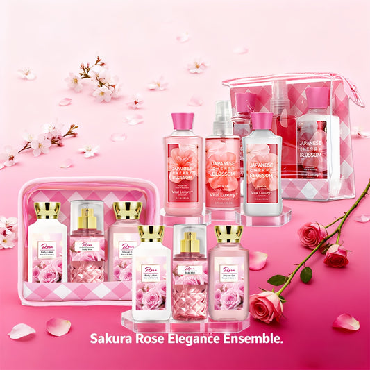 6- Combo Body Care Christmas Gift Set - Includes Shower Gel/Body Lotion/Body Mist, Floral Fragrance Collection: 12-Hour Long-Lasting Scent & Moisturizing, Two Sets Of Six Bottles, The Ideal Christmas Fragrance Gift Set for Mo