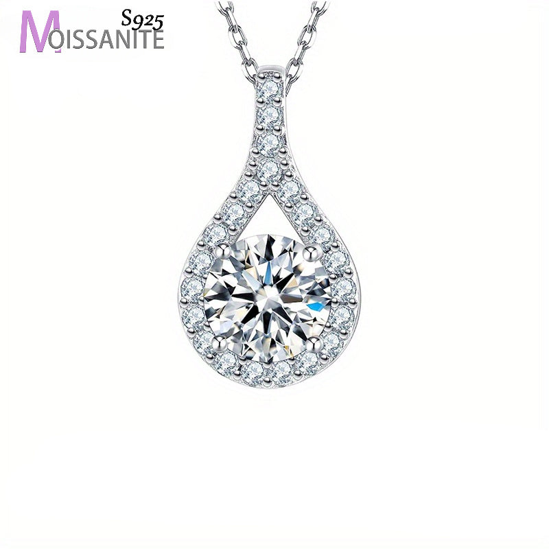 CONIIW Sterling Silver 925 Moissanite Teardrop Pendant Necklace Glamorous Occasions