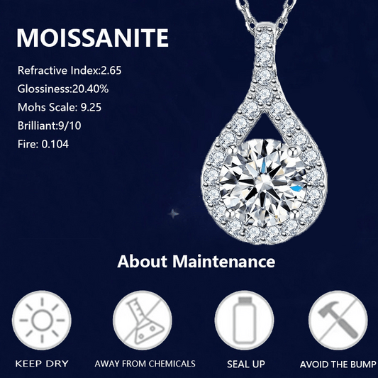 CONIIW Sterling Silver 925 Moissanite Teardrop Pendant Necklace Glamorous Occasions