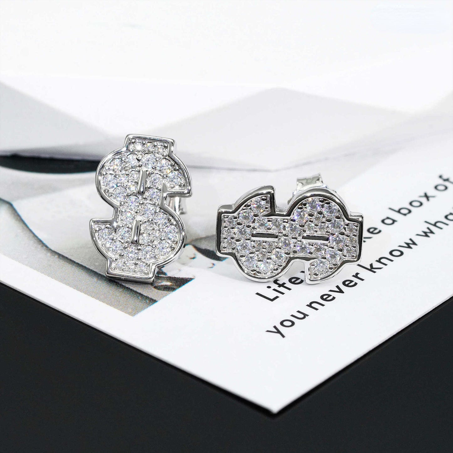 New US Dollars Earrings S925 Silver Hip-hop Jewelry Moissanite Earrings for Men And Women Trendy Personality Birthday Gift Holiday Present