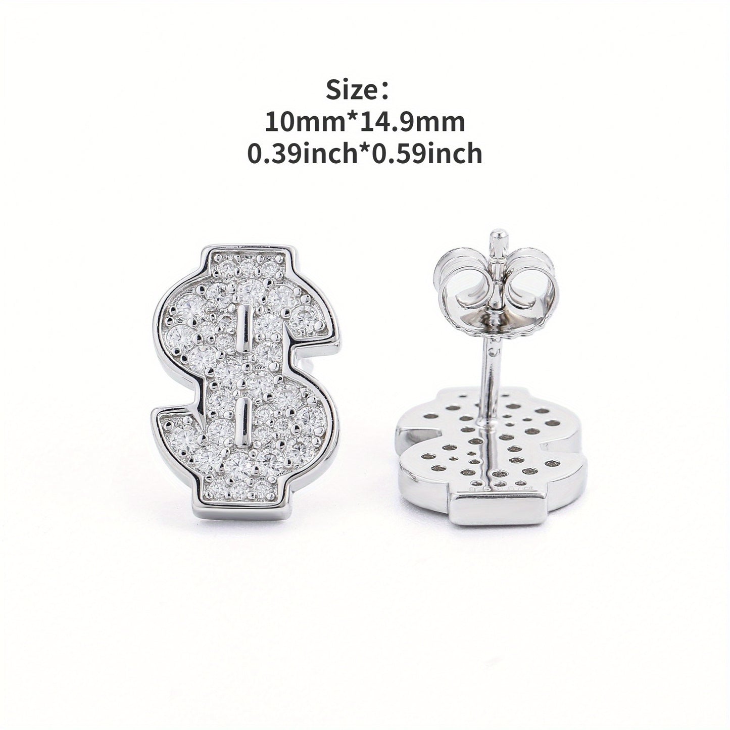 New US Dollars Earrings S925 Silver Hip-hop Jewelry Moissanite Earrings for Men And Women Trendy Personality Birthday Gift Holiday Present