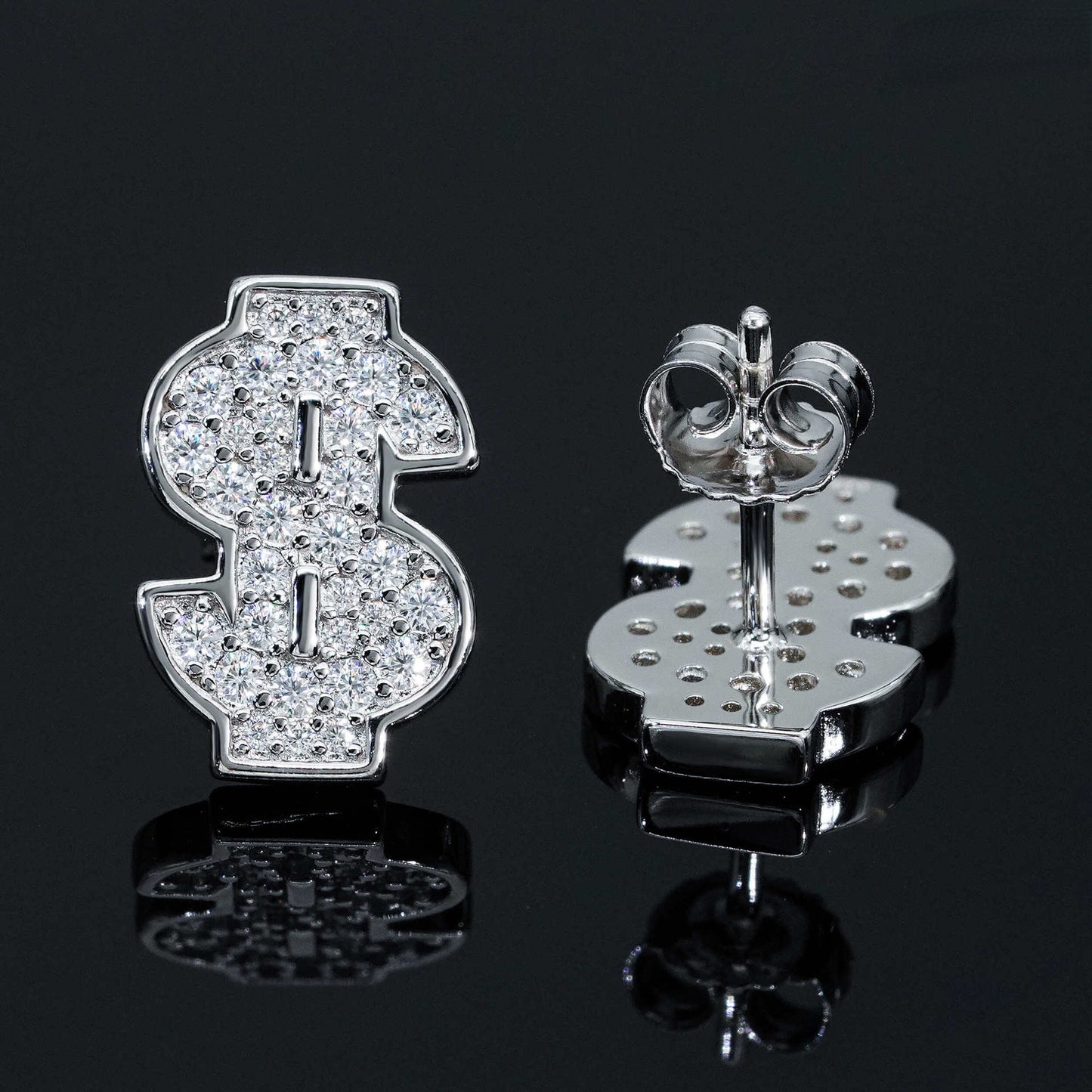 New US Dollars Earrings S925 Silver Hip-hop Jewelry Moissanite Earrings for Men And Women Trendy Personality Birthday Gift Holiday Present