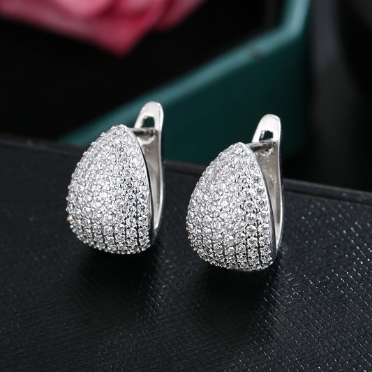 Moissanite Water Drop Earrings in Sterling Silver for Couples