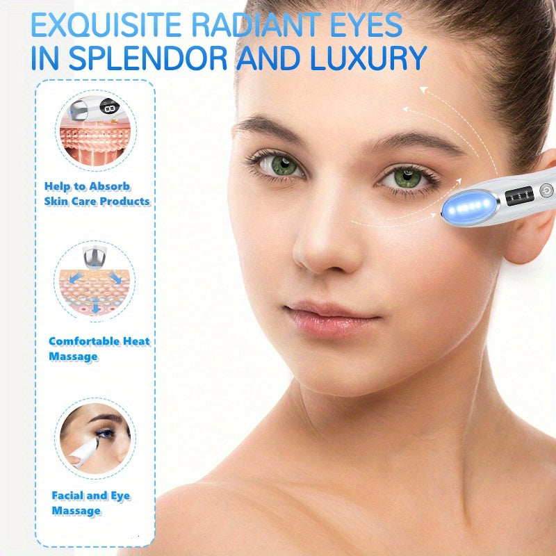Rechargeable Heated Vibration Eye Massager Wand for Skin Care