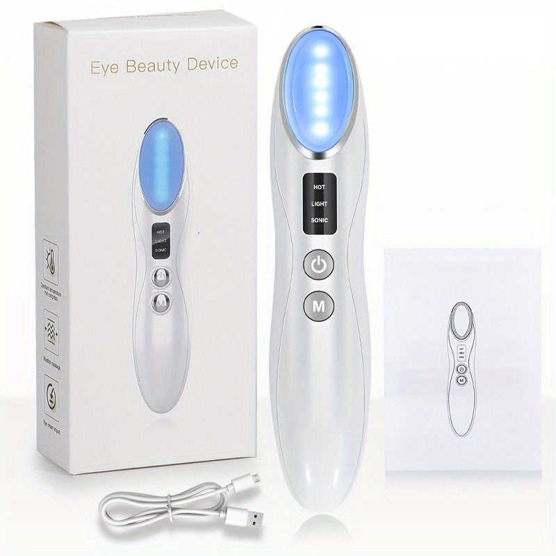 Rechargeable Heated Vibration Eye Massager Wand for Skin Care