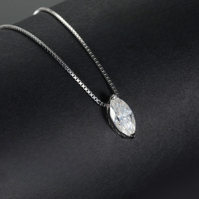 Marquise Moissanite Pendant Necklace 18K Gold Plated