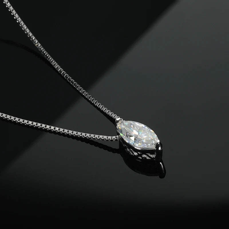 Marquise Moissanite Pendant Necklace 18K Gold Plated