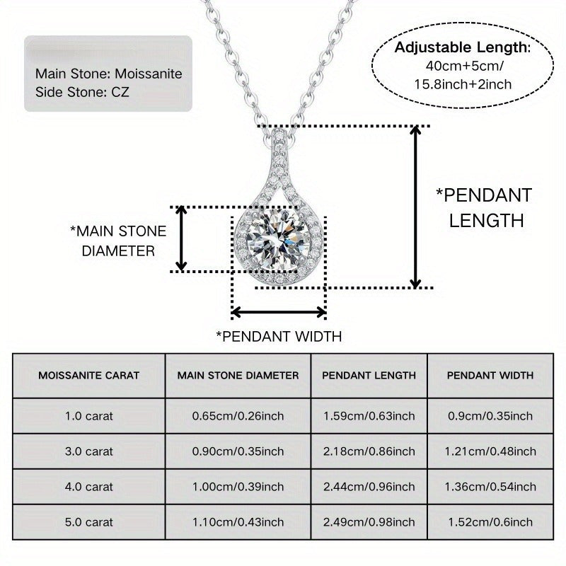 Shavano Moissanite Pendant Necklace 18K Gold Plated