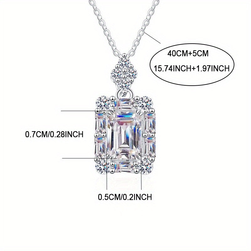 S925 Sterling Silver Plated Moissanite Pendant Necklace Bohemian Elegant Jewelry