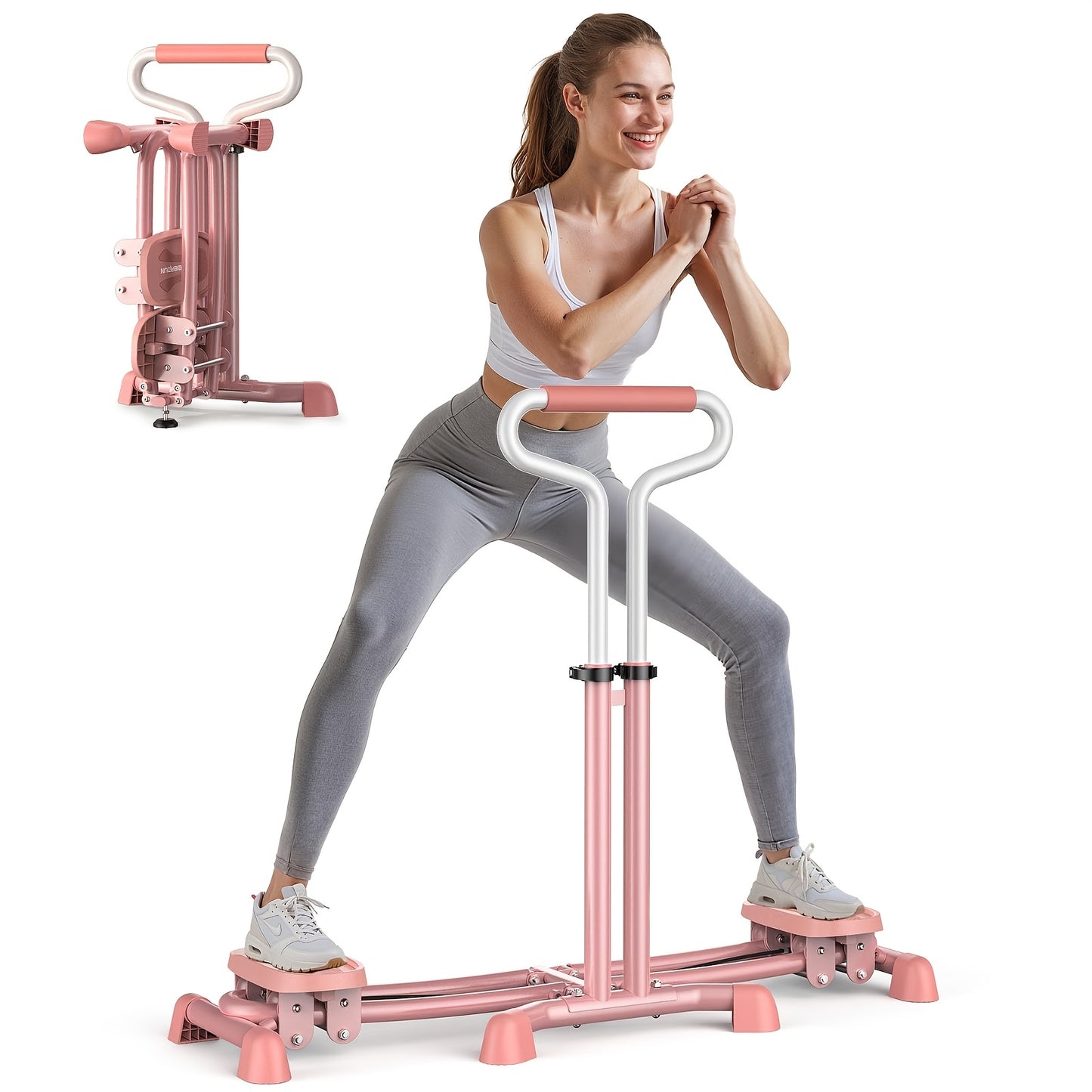 Pink Ski Stepper Trainer, 300lb Load Capacity