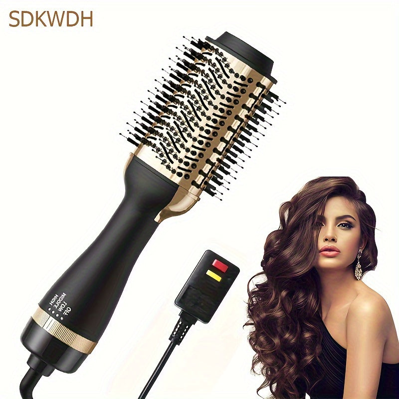 [One-step Styling] 4in 1 Golden Hair Dryer Brush | 1500W | 360 Degree Swivel Plug | One-step Hot Air Styling with Curling Comb | Girly Girl's Gift | Valentine's Day Gift