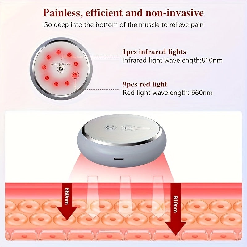 Portable Cold Laser Relax Device with 660nm & 810nm Infrared Red Light - 3-Level Intensity Wearable Body Massager for Neck, Back, Shoulder, Wrist, Knee & Ankle Pain Relief - USB Rechargeable, Lightweight & Compact Design for