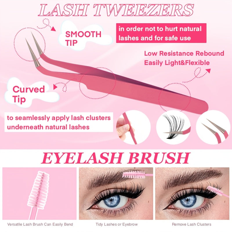 Eyelash Extension Kit with D-Curl Doll, Cross, Cluster