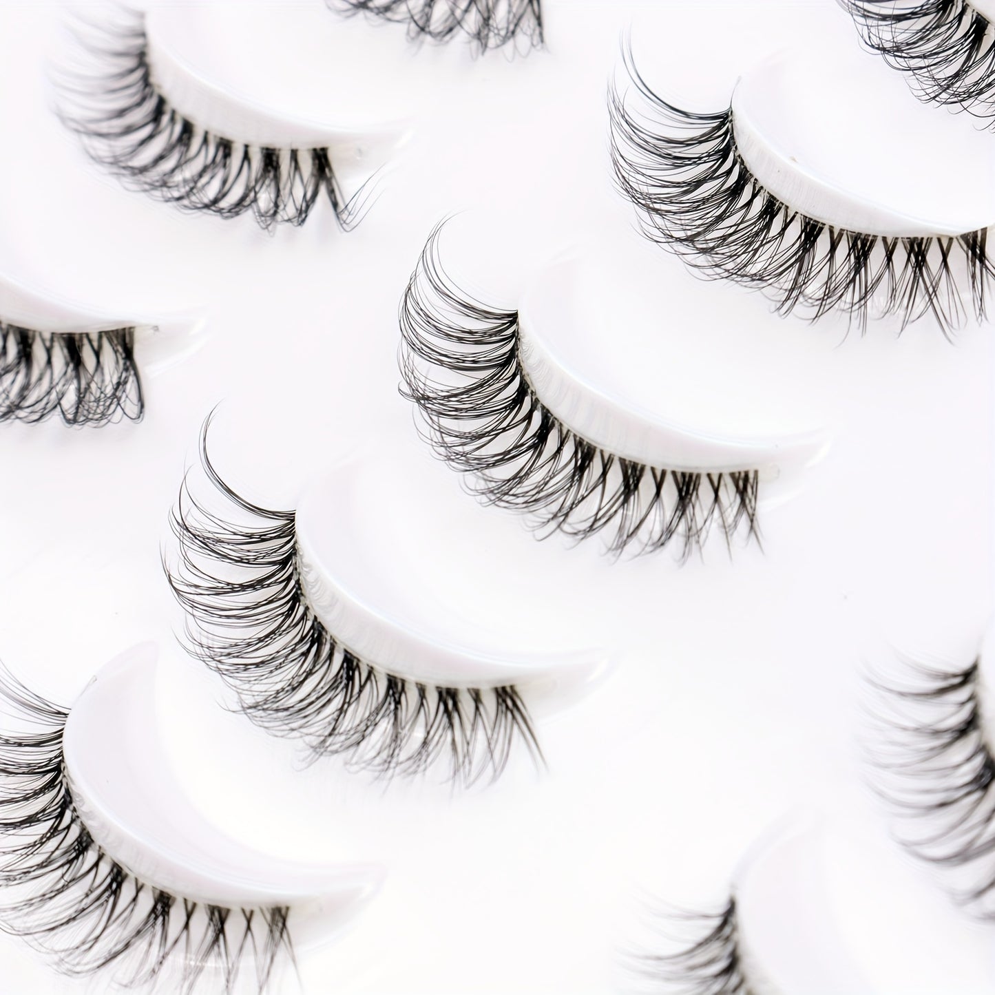False Eyelashes - Natural, Long with Transparent Stem