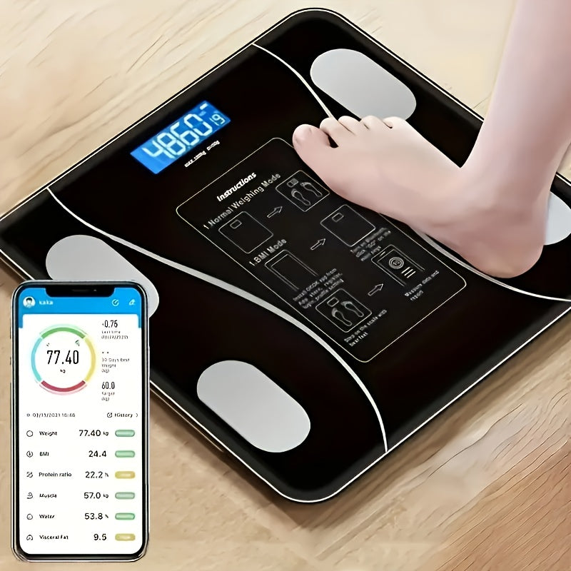 400 Pounds/180 Kilograms Digital Body Scale, Intelligent Bathroom Scale with Backlit LED Display Screen, Sturdy Tempered Glass, Compact Size