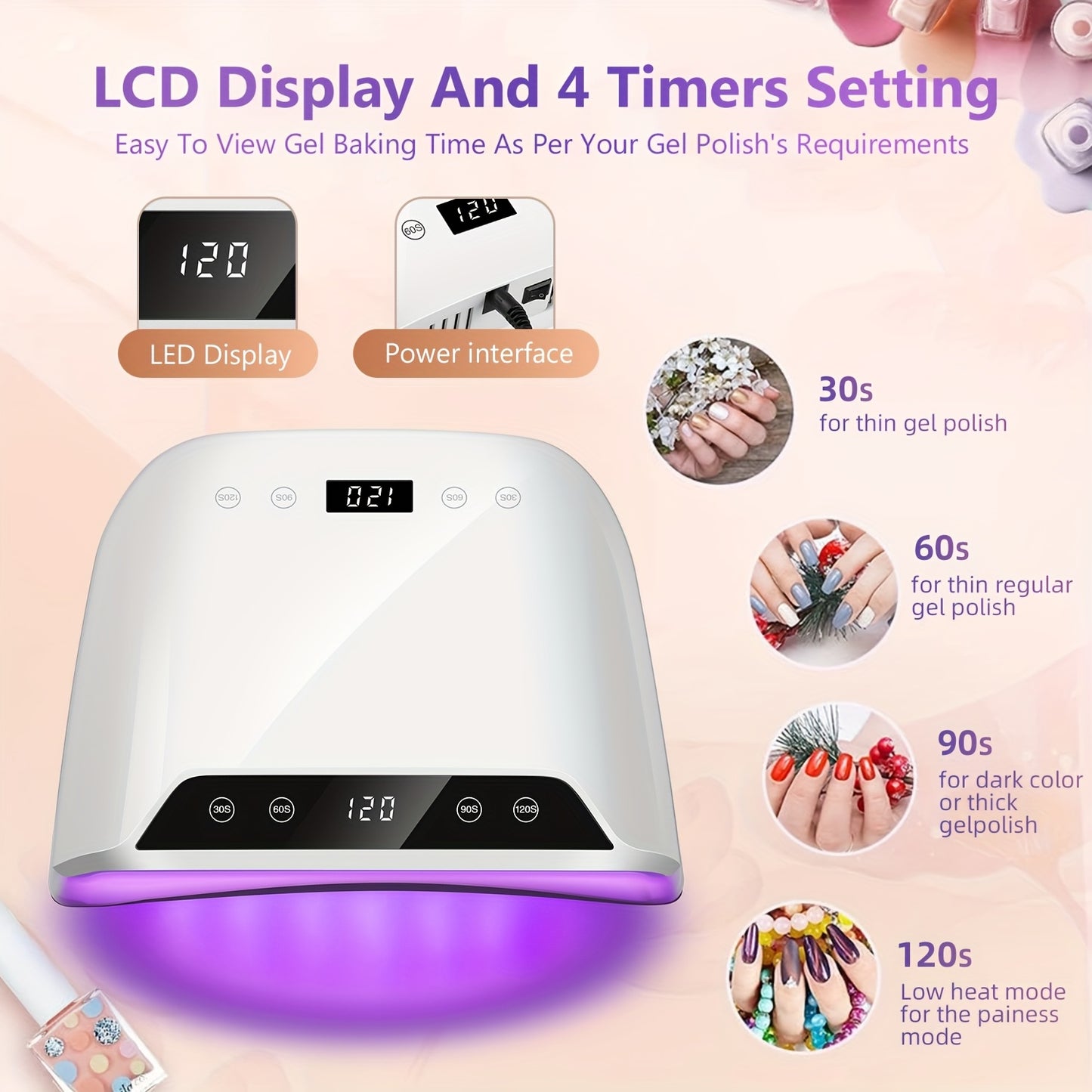 Professional LED Nail Lamp with Timers for Quick Curing