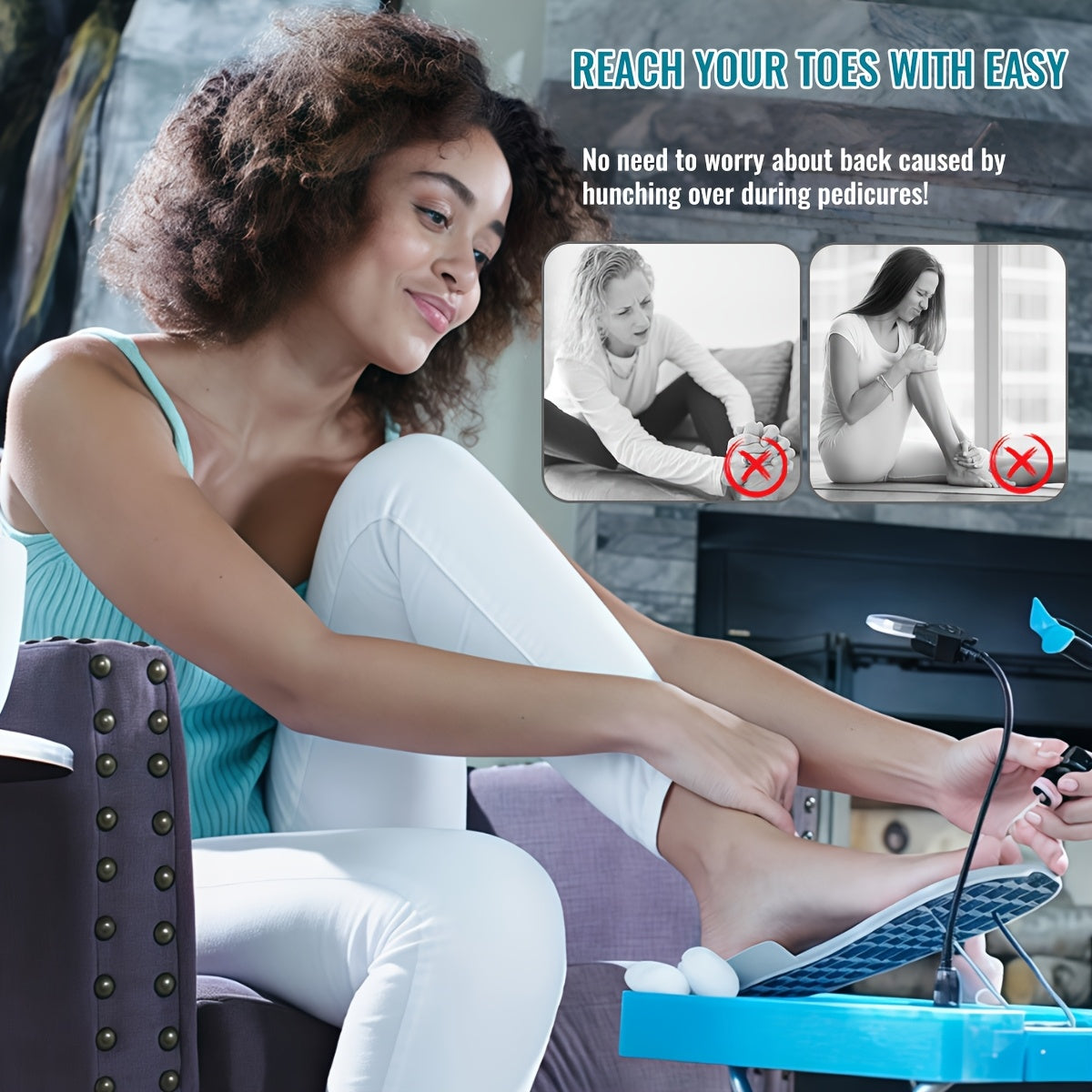 1pc ABS Adjustable Pedicure Stool With LED Magnifier, Drying Fan & Built-in Storage-with 16/19pcs Nail Tools, Home Nail Pedal, Suitable For Trimming Nails, Polishing Nails, Perfect Footrest For Easy At-Home Pedicures, Ideal G