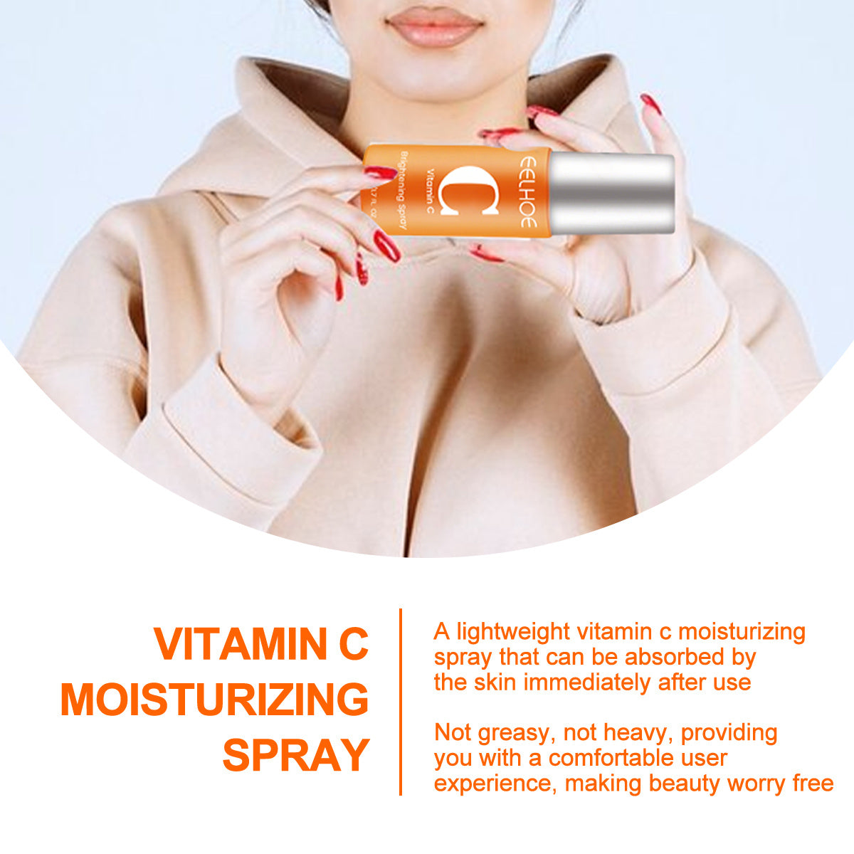 Vitamin C Moisturizing Spray Rich In Vitamin C Hydrating And Moisturizing Light Beige Spray Keeps Away From Dryness Suitable for All Light Beige Types Perfect Christmas Gift