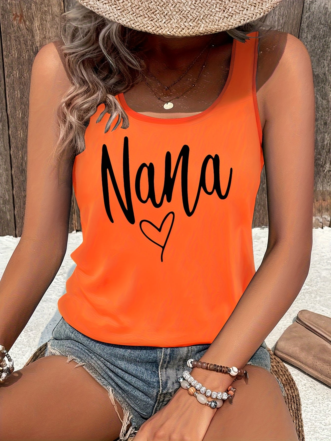 1pc Women's Pink Sleeveless Vest, Sparkling Red Heart And Star Print, Printed Pattern, Non Sequined - Casual Summer And Spring Top, Round Neck, Machine Washable Comfortable Fabric