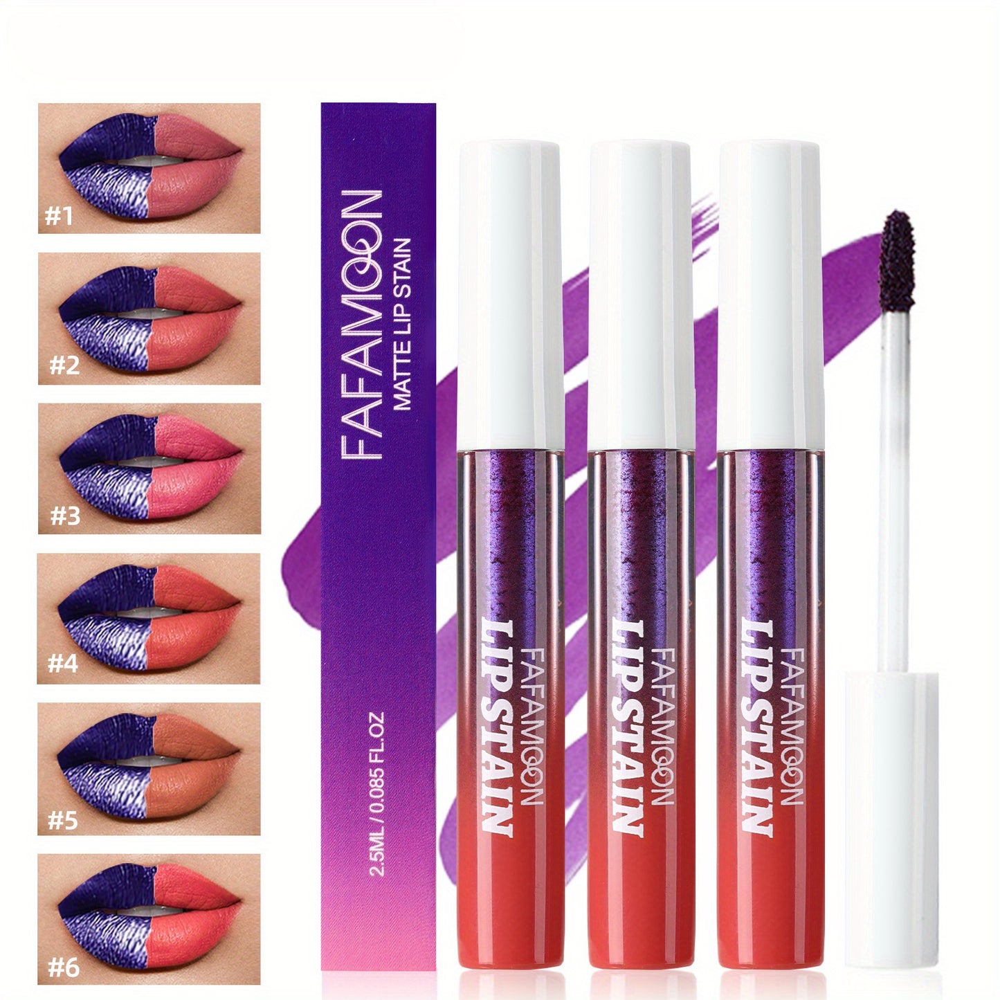 3/ 6pcs SET -Off Matte Lip Stain - Waterproof & Transfer-Proof, Long-Lasting Vegan Formula with High, Smudge-Resistant Lip Tint (6 Colors Set, Overseas Exclusive)