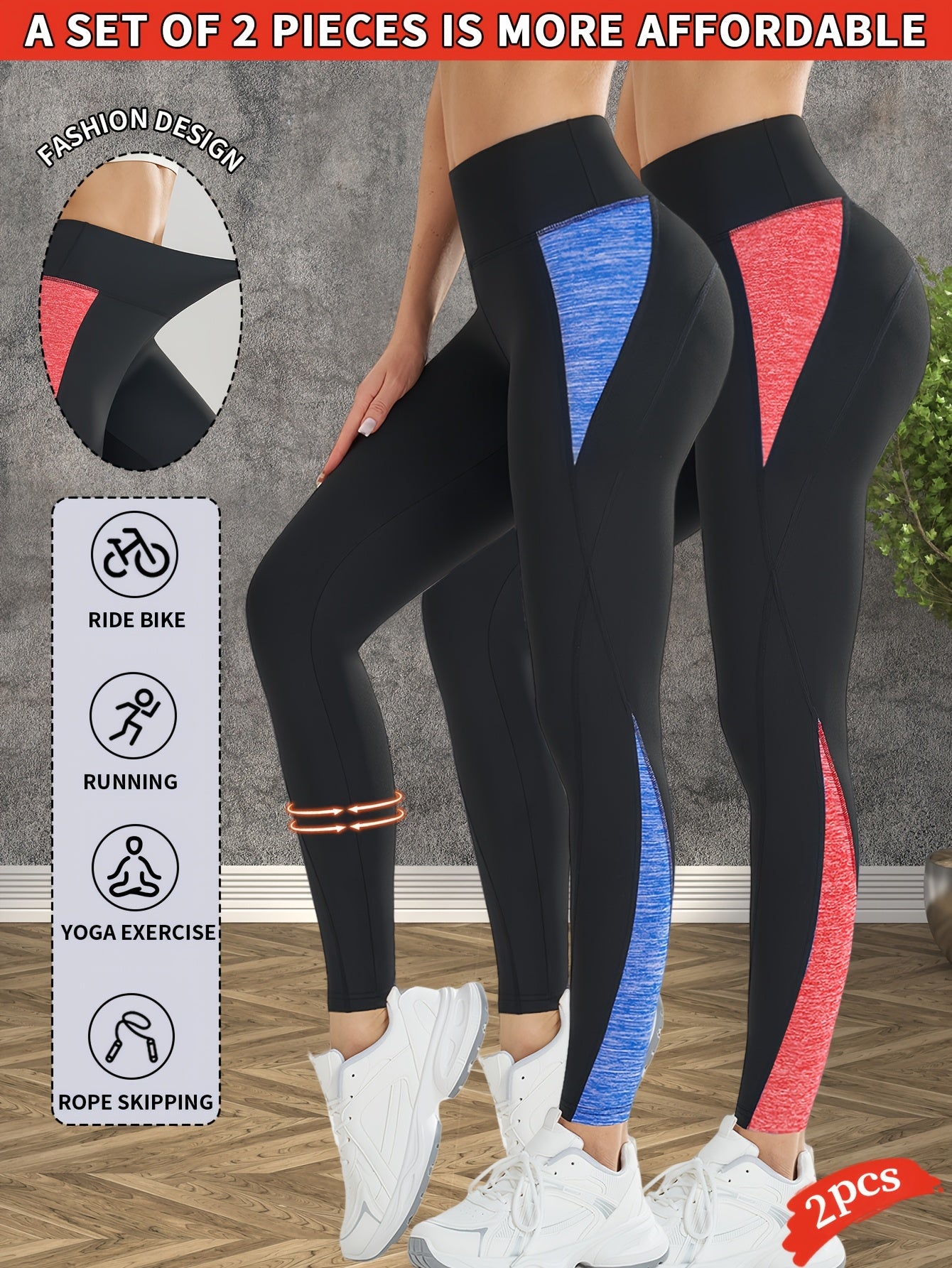 2-Pack Women's Non-See-Through Yoga Pants - High-Waisted Tummy Control Leggings, Quick-Dry Stretchy Workout Pants for Gym, Running, Pilates - Non-Slip Grip & All-Season Fitness Apparel (Machine Washable) - Ideal Gift for Wome