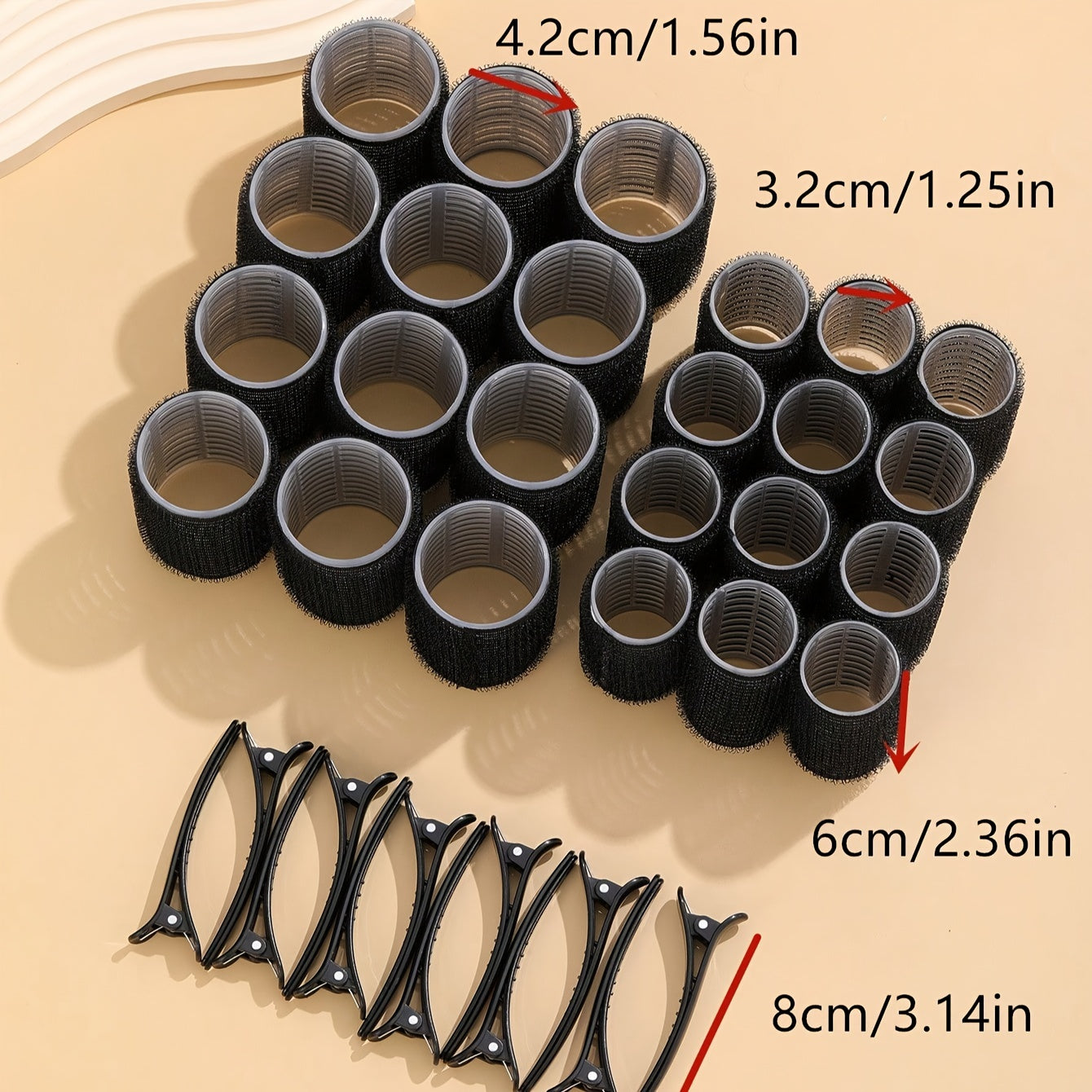 Self-Gripping Roller Kit With 24 Rollers And 12 Clips