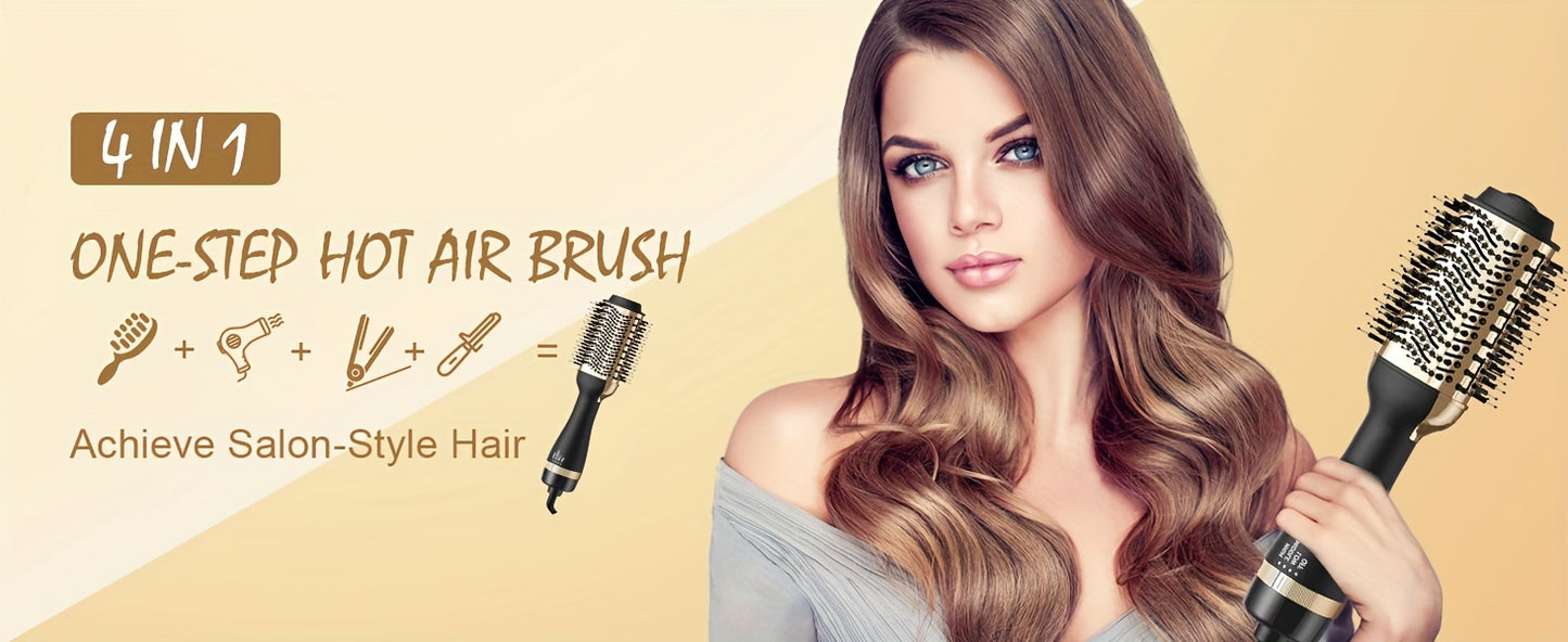 [One-step Styling] 4in 1 Golden Hair Dryer Brush | 1500W | 360 Degree Swivel Plug | One-step Hot Air Styling with Curling Comb | Girly Girl's Gift | Valentine's Day Gift