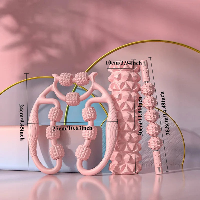 Foam Roller Set 3pcs Pattern Deep Tissue Massage Gear