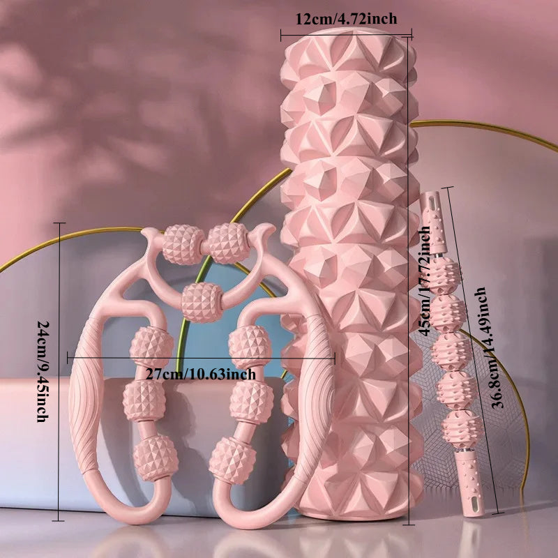 Foam Roller Set 3pcs Pattern Deep Tissue Massage Gear