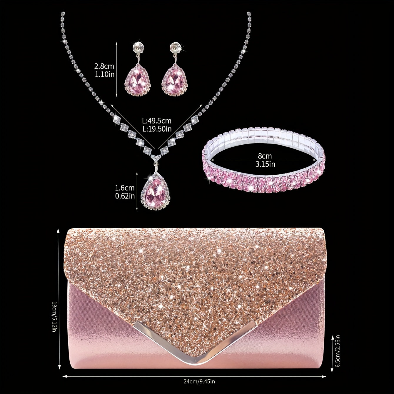 Elegant Rhinestone Evening Bag And Accessory Set For Occasions