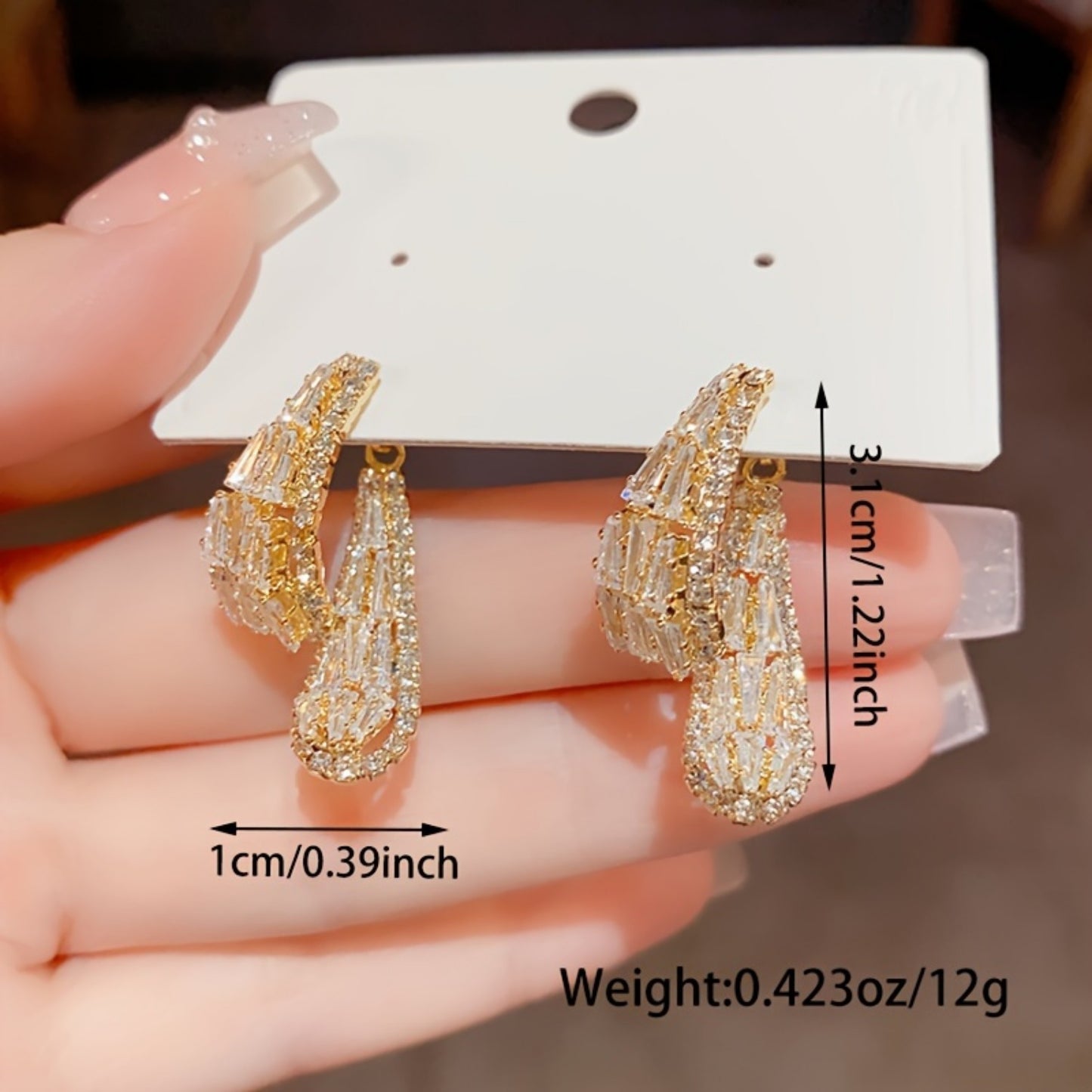 2pcs Elegant Women's Zirconia Dangle Earrings - Sparkling Synthetic Stones, Golden-Tone Finish, Perfect for Parties & Events, Alloy Material, Glamorous Wear|Shoe Motif Earrings|Synthetic Zirconia