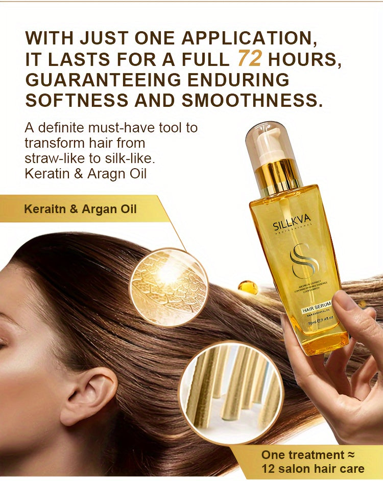 SILLKVA Argan Oil Hair Serum For Dry Damaged Hair Repair