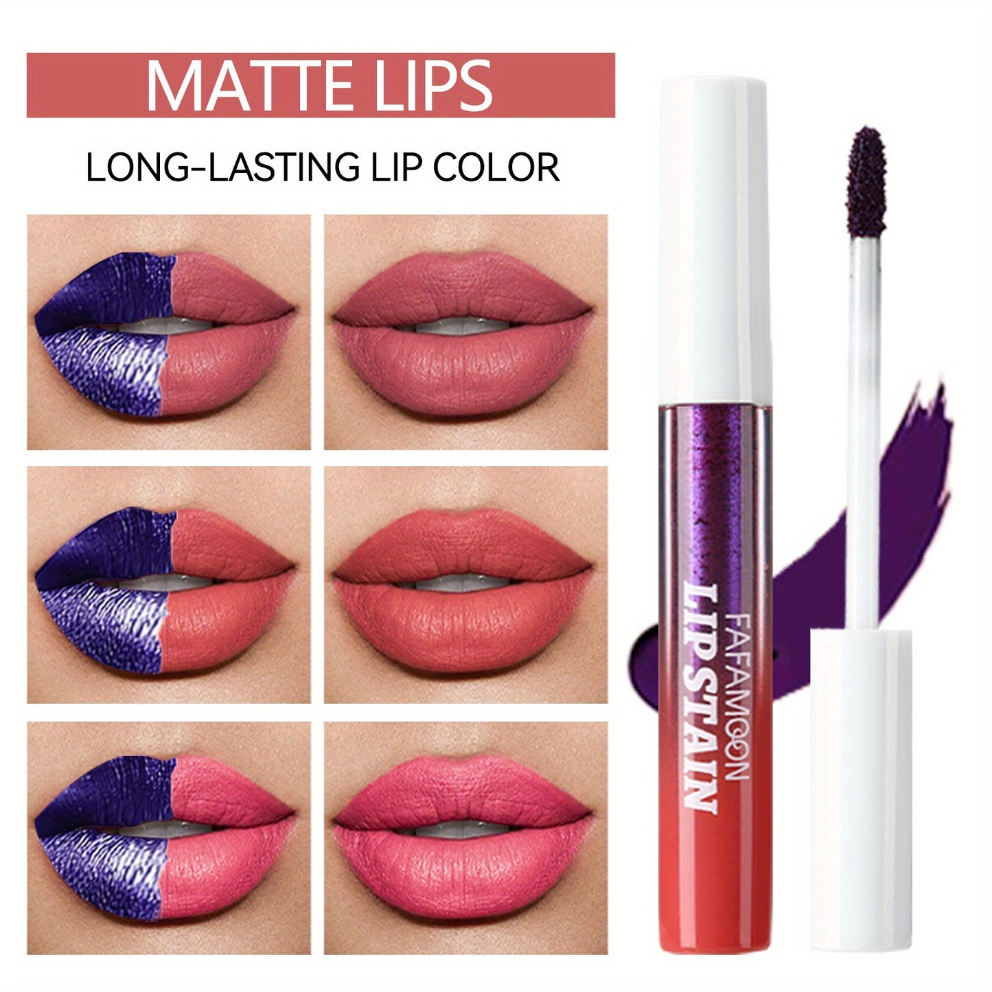 3/ 6pcs SET -Off Matte Lip Stain - Waterproof & Transfer-Proof, Long-Lasting Vegan Formula with High, Smudge-Resistant Lip Tint (6 Colors Set, Overseas Exclusive)
