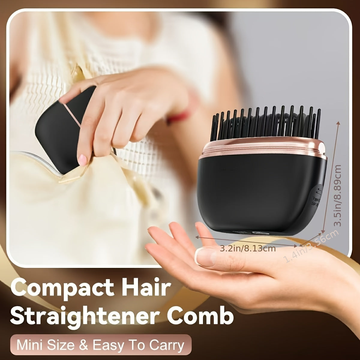 Mini Cordless Hair Straightener Comb For Bangs Portable USB