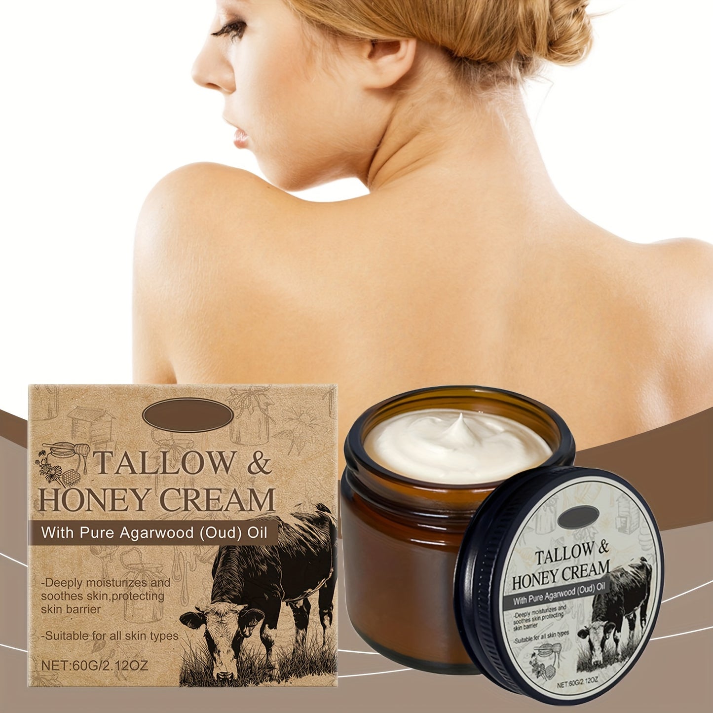 3pcs Beef Tallow Honey Facial Moisturizer, Facial Care Skin Care Products. Deeply Moisturizing, Can Help The Skin Retain Moisture, Moisturizer, Suitable For Dry, Dehydrated Skin, Makes The Skin Look Brighter Aan Radiance