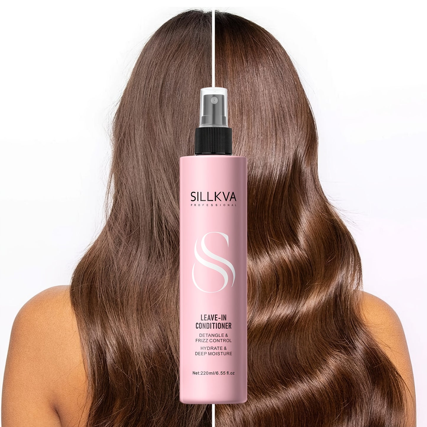 SILLKVA Biotin & Keratin Leave-In Spray - Anti-Frizz Treatment For Dry/Damaged/Curly Hair, Strengthens & Protects Against Breakage/Split Ends, Heat Protection, Detangler