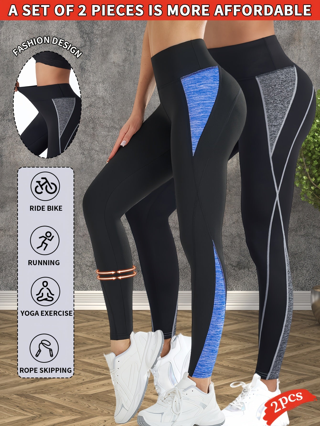 2-Pack Women's Non-See-Through Yoga Pants - High-Waisted Tummy Control Leggings, Quick-Dry Stretchy Workout Pants for Gym, Running, Pilates - Non-Slip Grip & All-Season Fitness Apparel (Machine Washable) - Ideal Gift for Wome