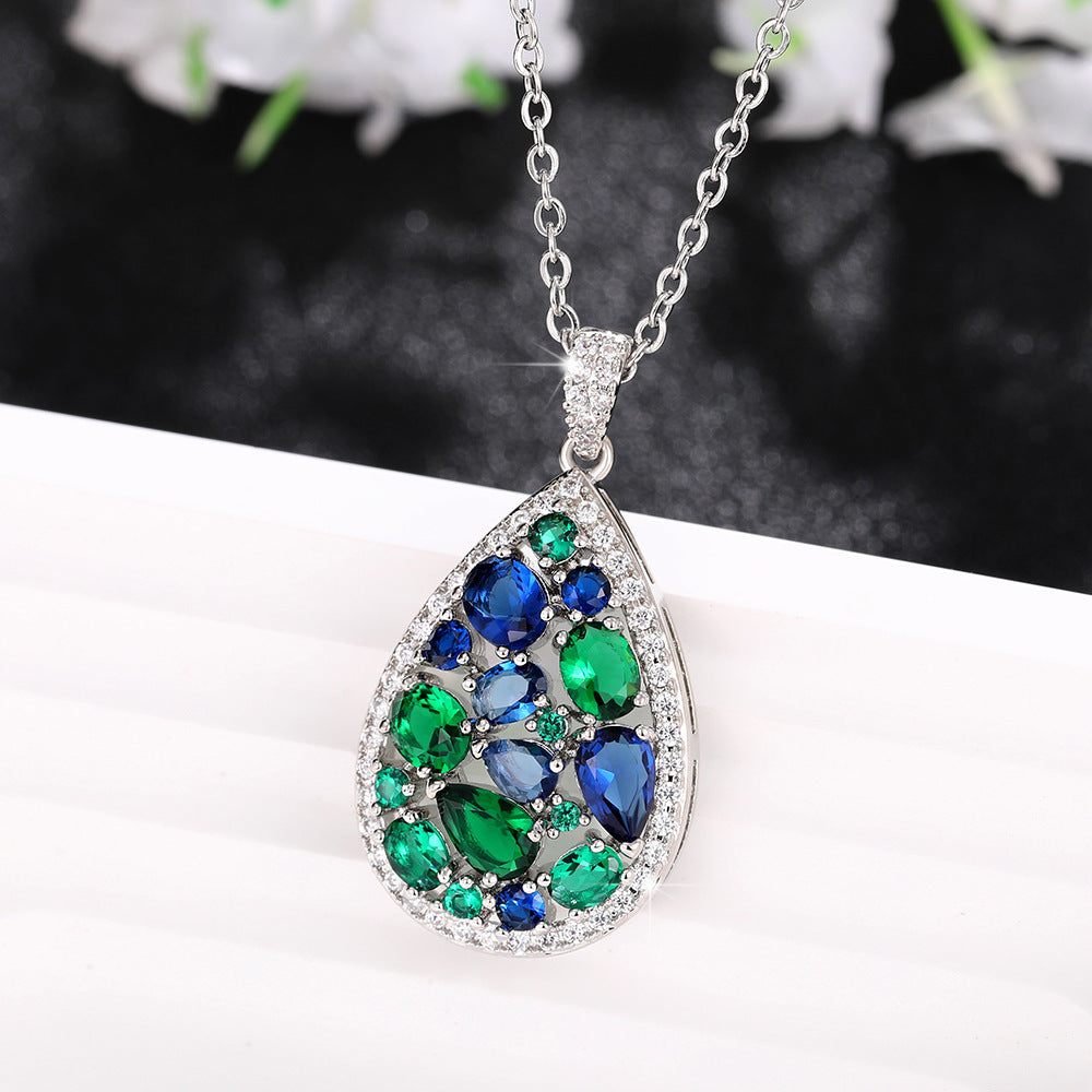 925 Sterling Silver Necklace Earrings, Droplet Shaped Necklace Earrings, Ladies' Necklace Earrings, Elegant And Exquisite. Fashionable Classic Necklace Earrings, Gift Jewelry Box, Wearing at Parties, Girlfriend'S Favorite Gif