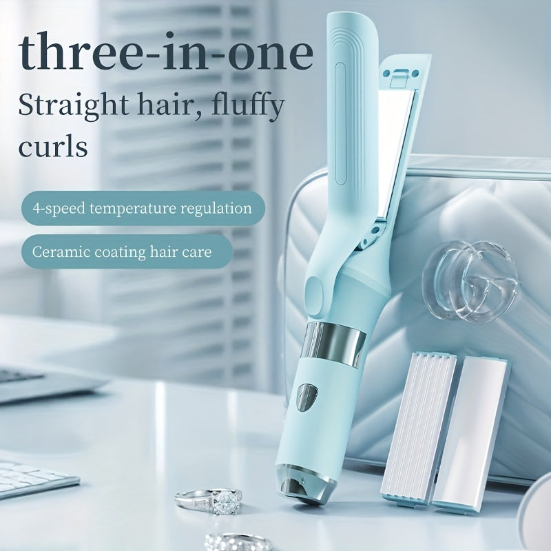 Portable USB Four In One Hair Straightener And Curling Iron