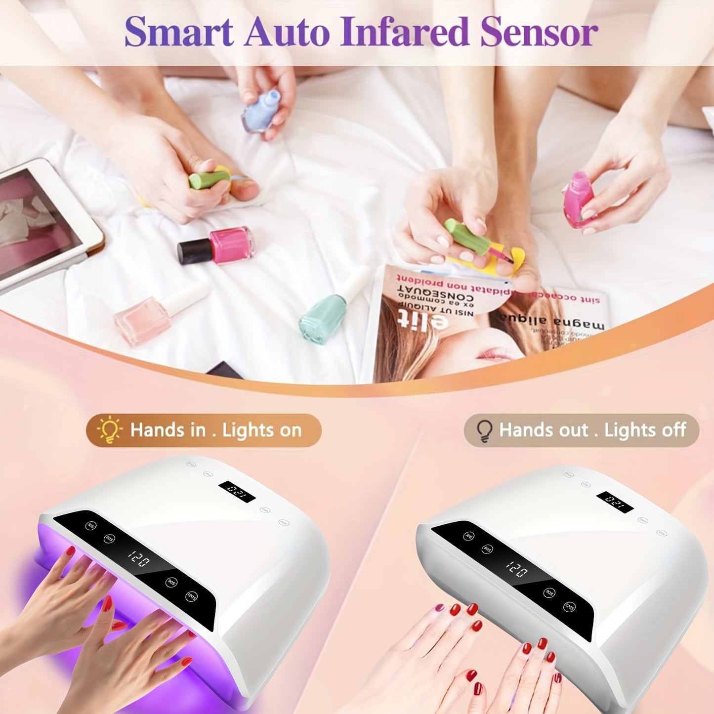 Professional LED Nail Lamp with Timers for Quick Curing