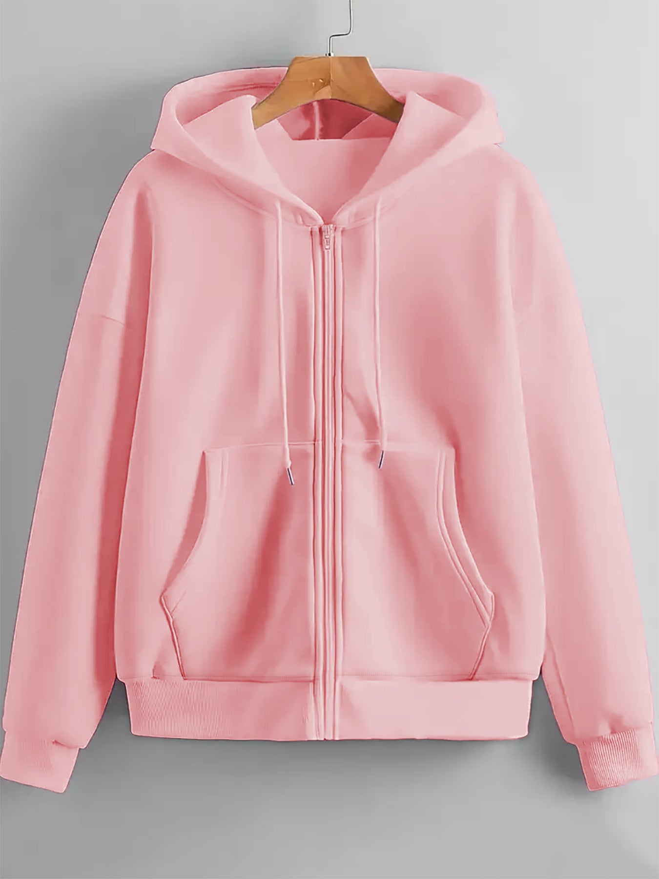 Pink Queen Graphic Hoodie Zipper Jacket Rhinestone Letters