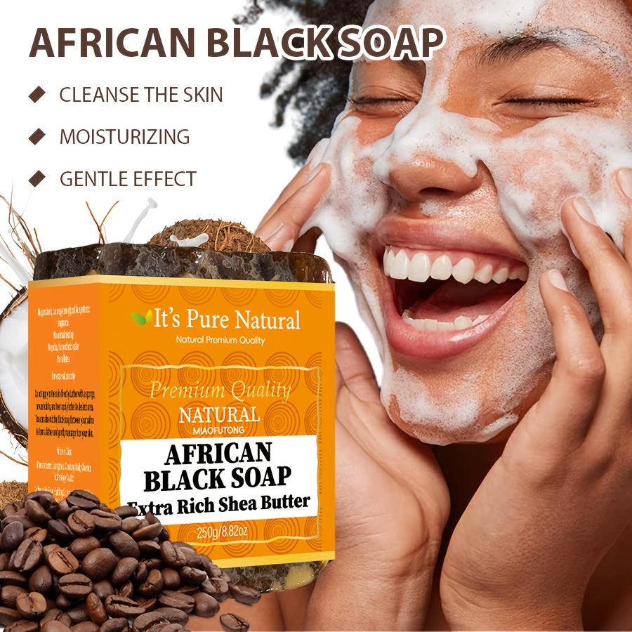 African Black Soap Bar for Cleansing and Moisturizing Skin