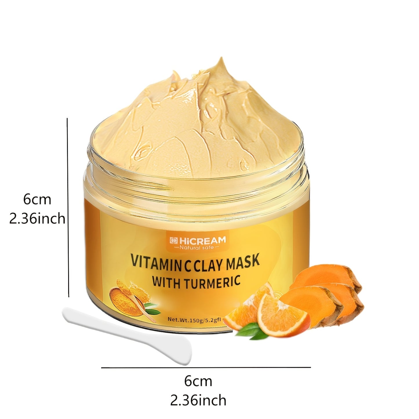 5.29 Oz Turmeric Vitamin C Clay Mask Turmeric Face Clay Mask VC Cleansing Mask. Contains Natural Ingredients: Aloe Vera, Calendula For Plumped, Smoother Skin, Hypoallergenic, Suitable For All Skin Types, Great Holiday Gift Fo