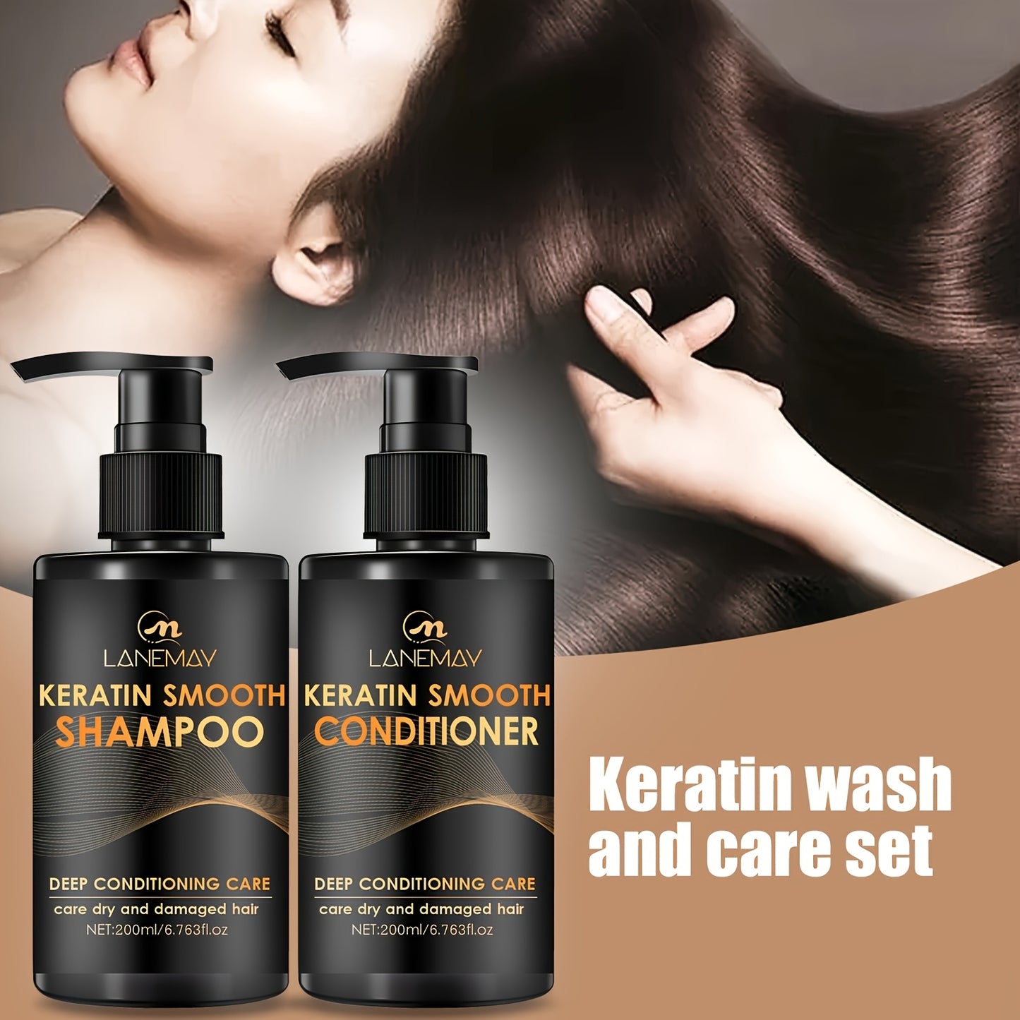 Keratin Smoothing Shampoo Conditioner Set For Healthy Hair