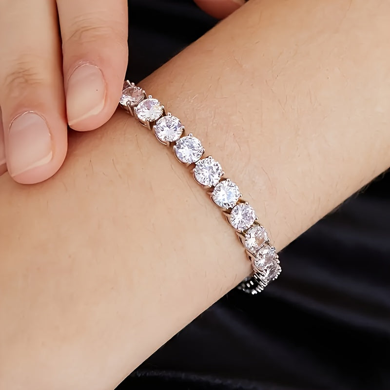 4mm S925 Pure Tennis Bracelet with a Row of Moissanite, Luxurious and Elegant Style Tennis Bracelet for Women, Bright Cut, Suitable for Wedding, Birthday, Anniversary, New Year Gift, Mother's Day Gift