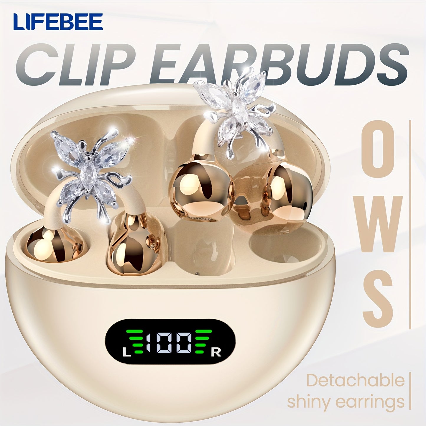 LIFEBEE Wireless Open Earbuds Clip On Earphones Butterfly