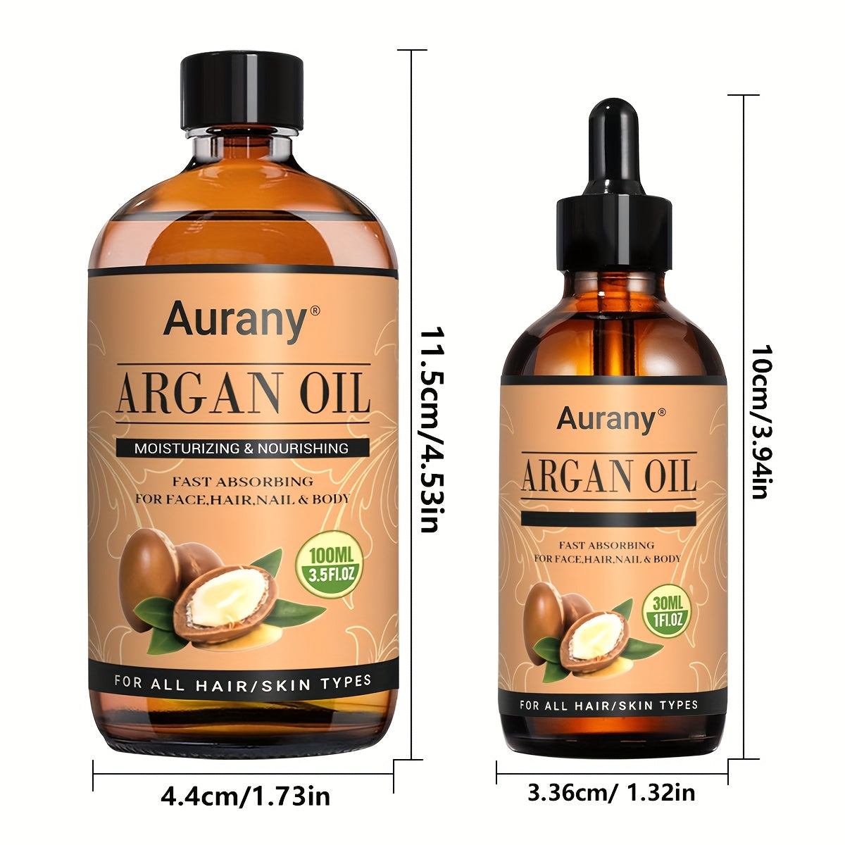 2pcs - Argan Oil, Moisturizing Face/Body, Nails/Hair/Eyelashes, Containing Plant Extract Essence, Unisex & All Type Of Skin Formula, Multi Purpose Essential Oil, A Gift For Him/her - 3.38oz+1.01oz