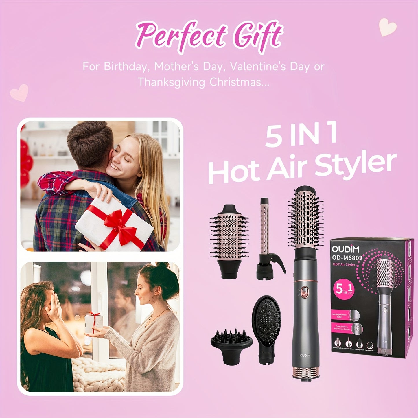 5-in-1 Hot Air Comb Set for Effortless Hair Styling