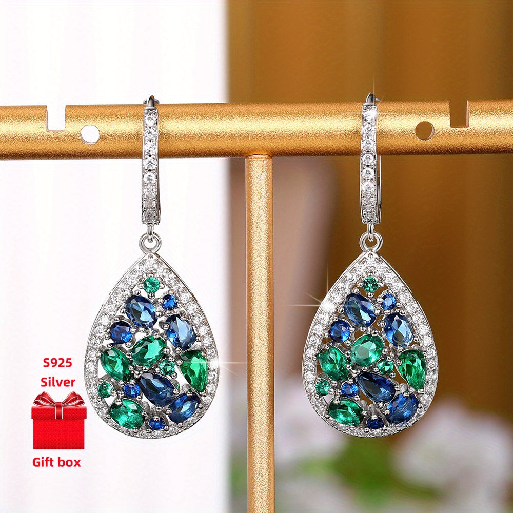 925 Sterling Silver Necklace Earrings, Droplet Shaped Necklace Earrings, Ladies' Necklace Earrings, Elegant And Exquisite. Fashionable Classic Necklace Earrings, Gift Jewelry Box, Wearing at Parties, Girlfriend'S Favorite Gif