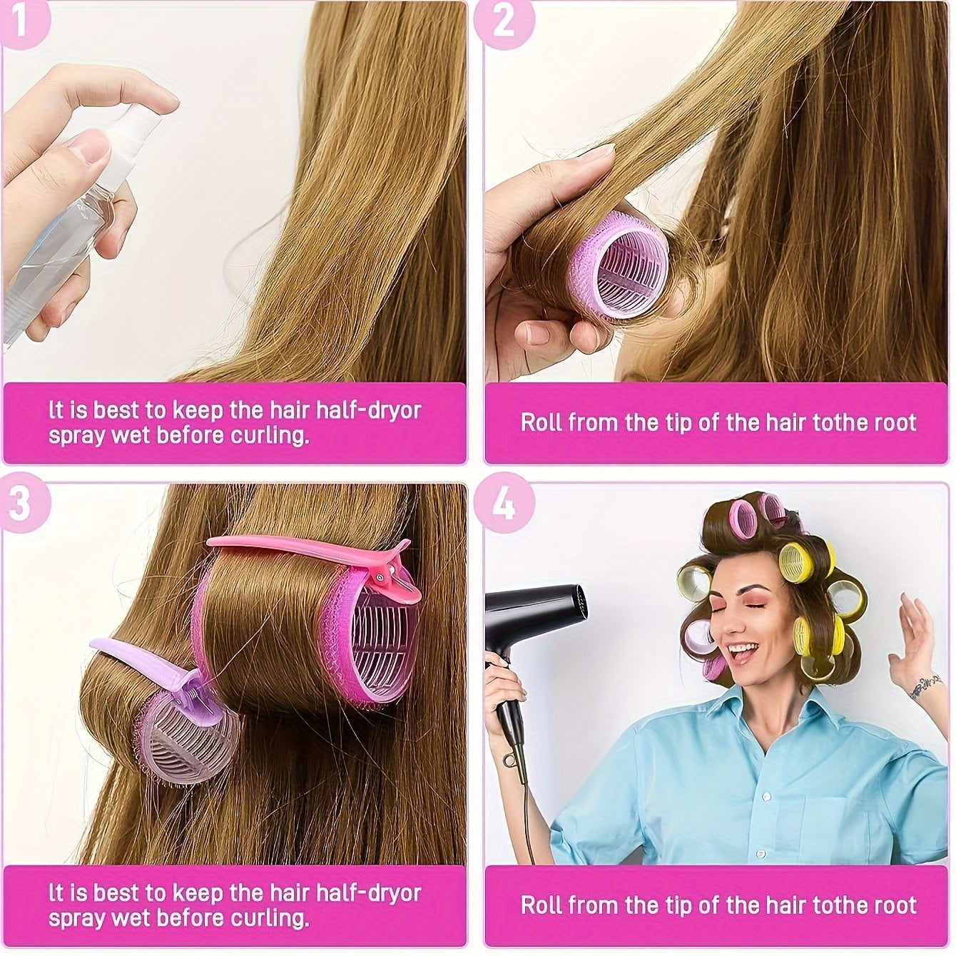 Self-Gripping Roller Kit With 24 Rollers And 12 Clips